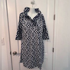 Gretchen Scott Arabesque blue and white shift dress